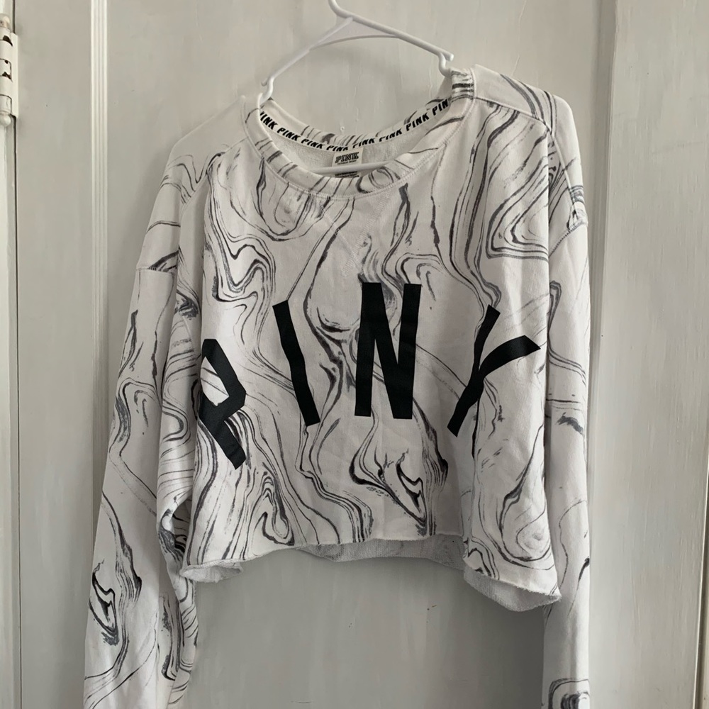 Marble white crop sweater